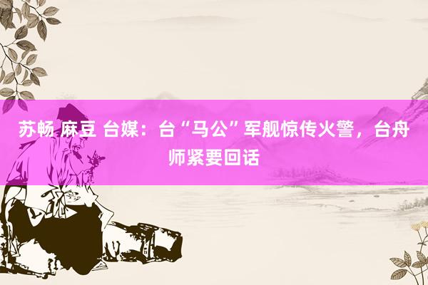 苏畅 麻豆 台媒：台“马公”军舰惊传火警，台舟师紧要回话